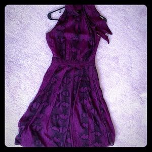 WHBM Purple Snake print halter dress